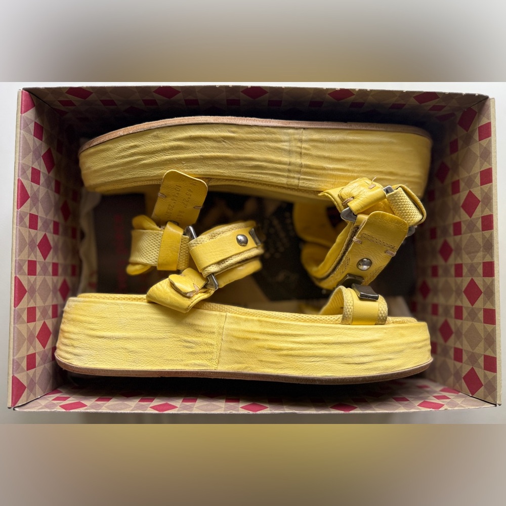 A.S.98 FENIX YELLOW PLATFORM SANDAL, 39 preowned
